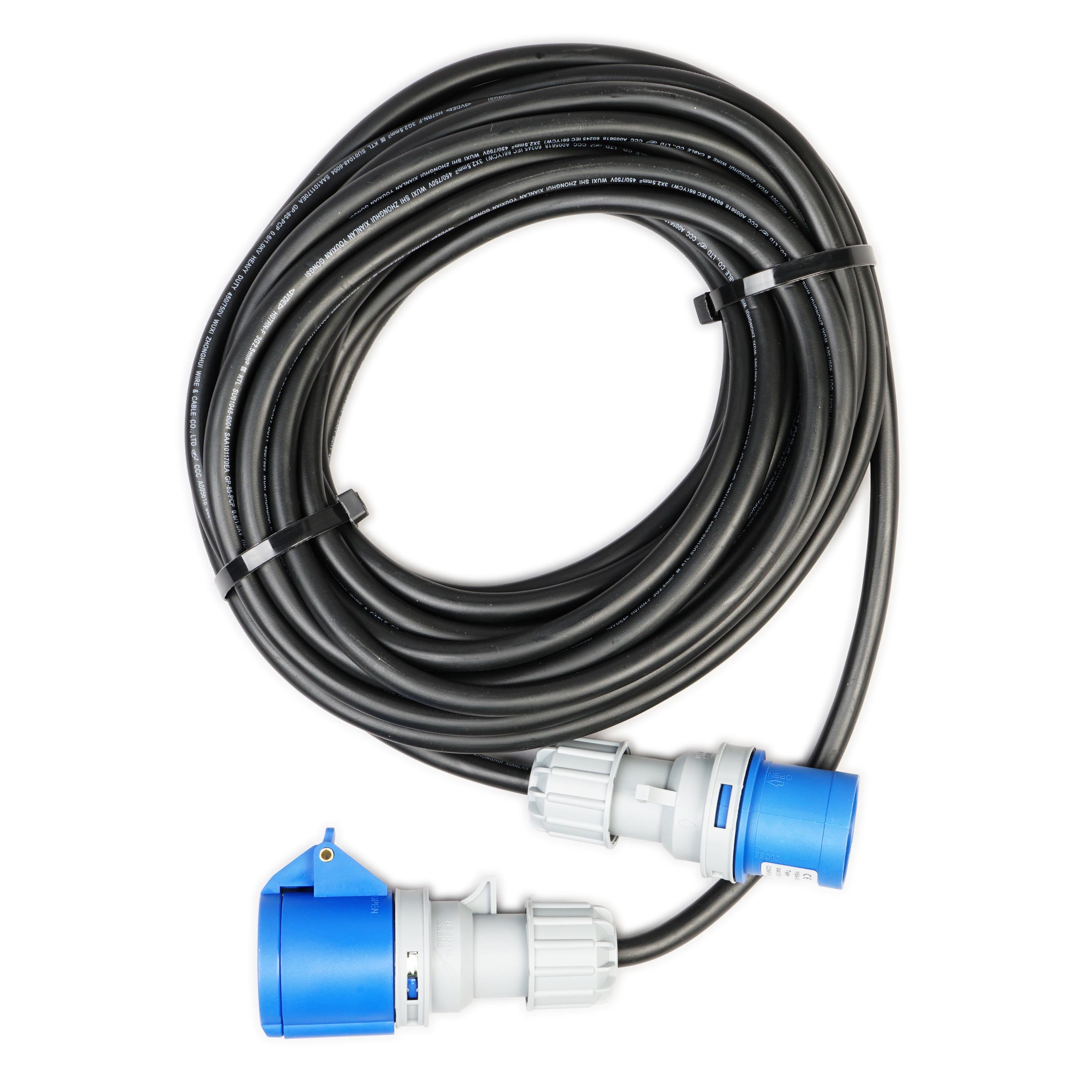 WATTSTUNDE® Extension Cable (3x) 2.5 mm² CEE/CEE 15 m Black