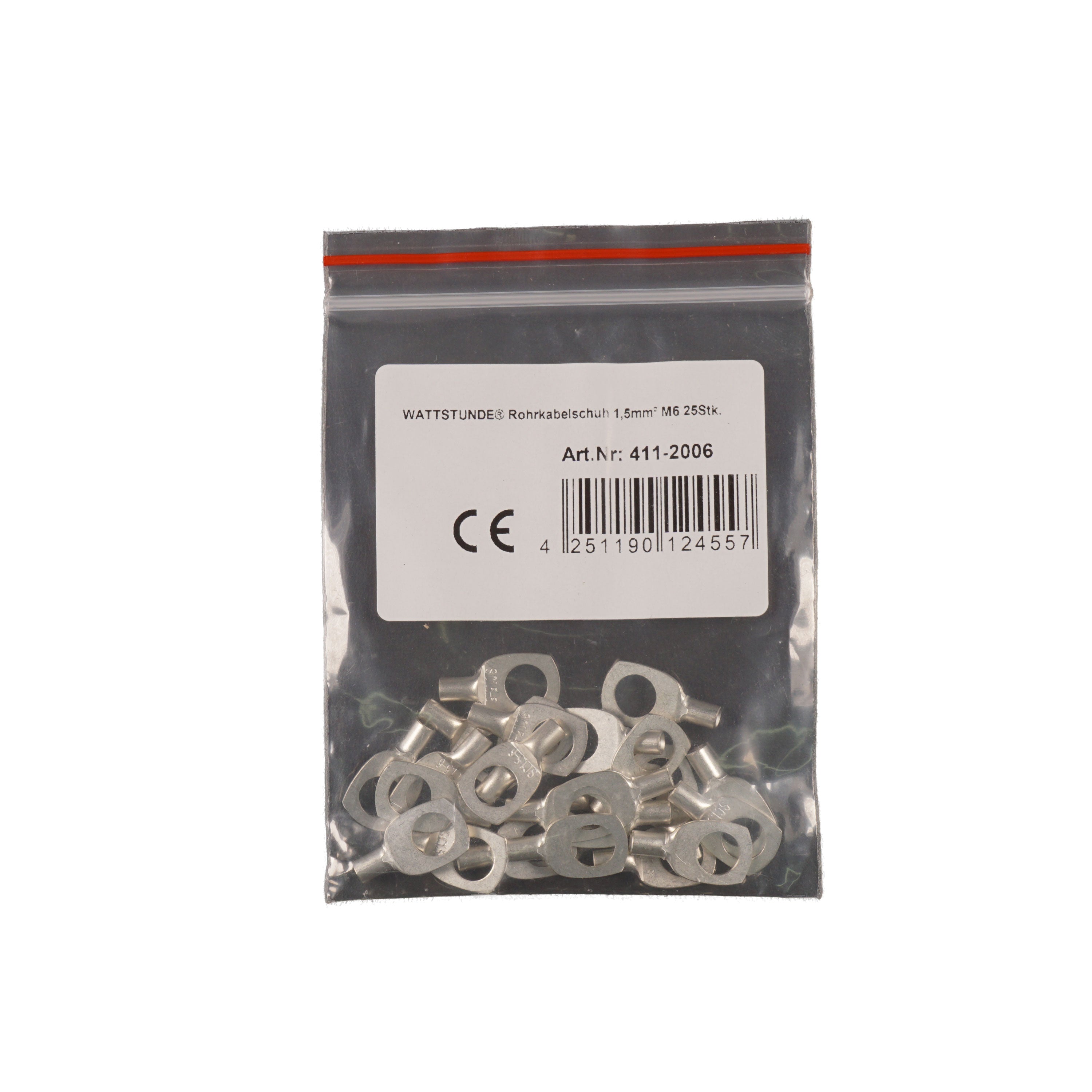 WATTSTUNDE® Tube Cable Lug 1.5 mm² M6 25 Pcs.
