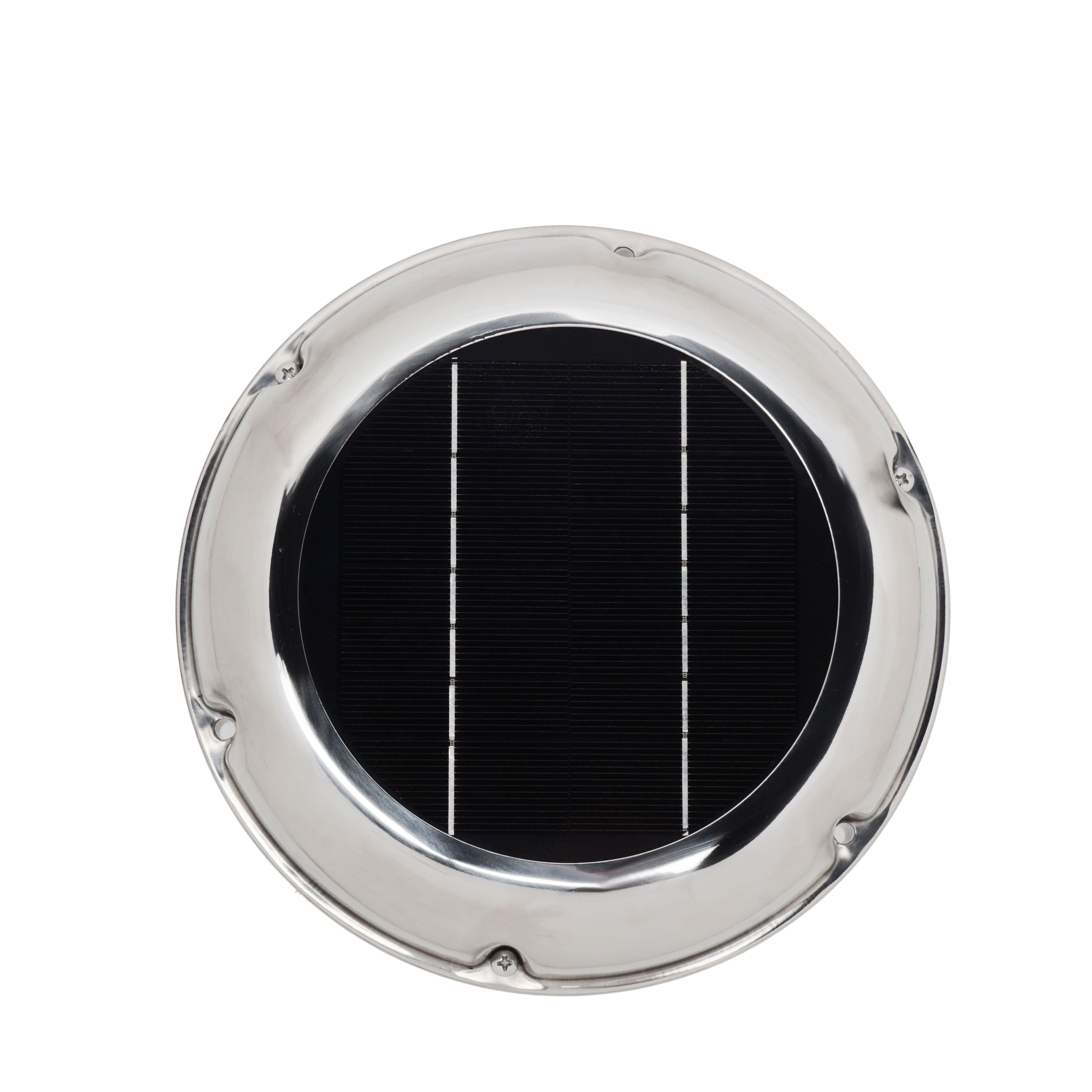 WATTSTUNDE® AERO solar fan with battery, round, chrome