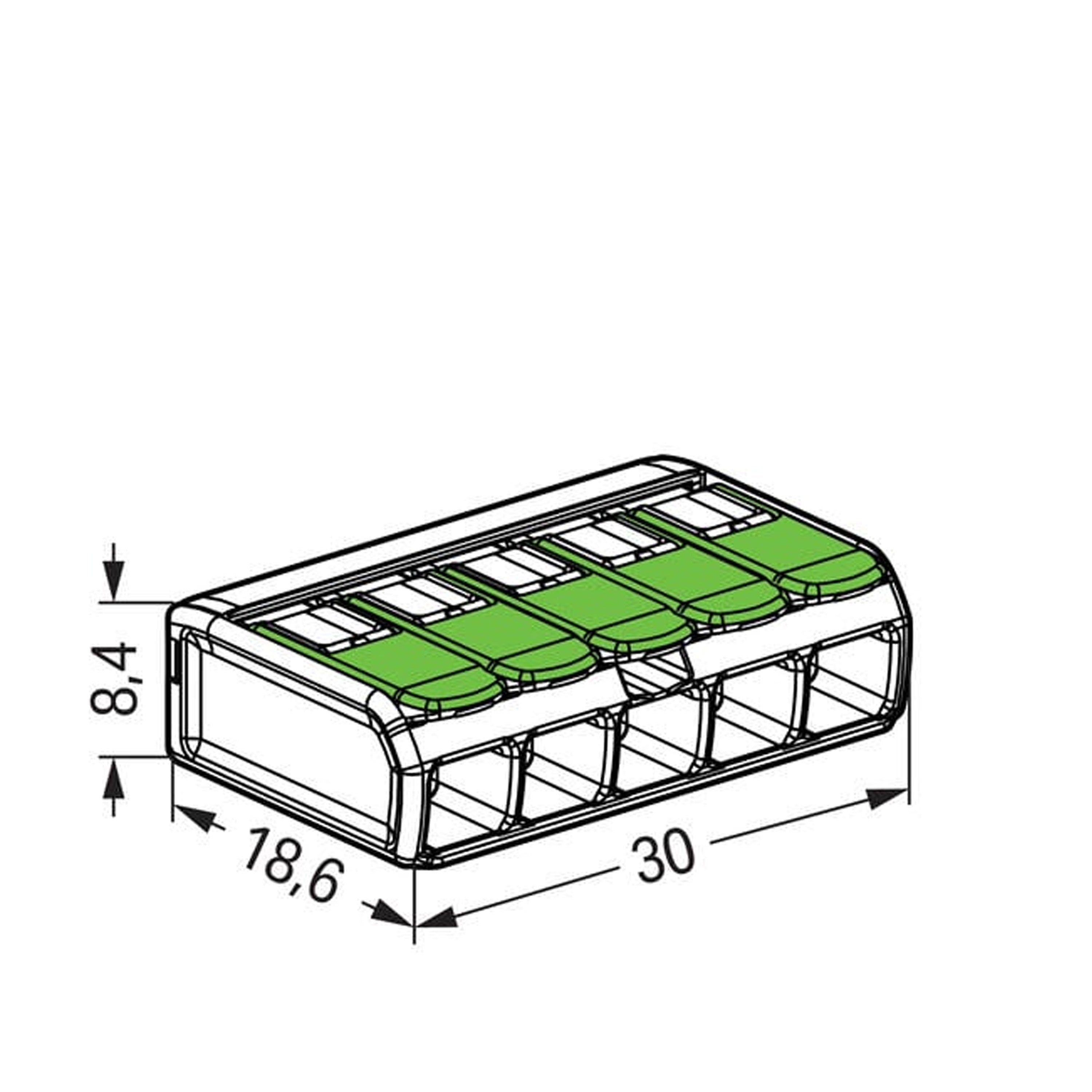 WAGO Green Range flexible connecting terminal up to 4mm² - 221-425 | Pack of 25