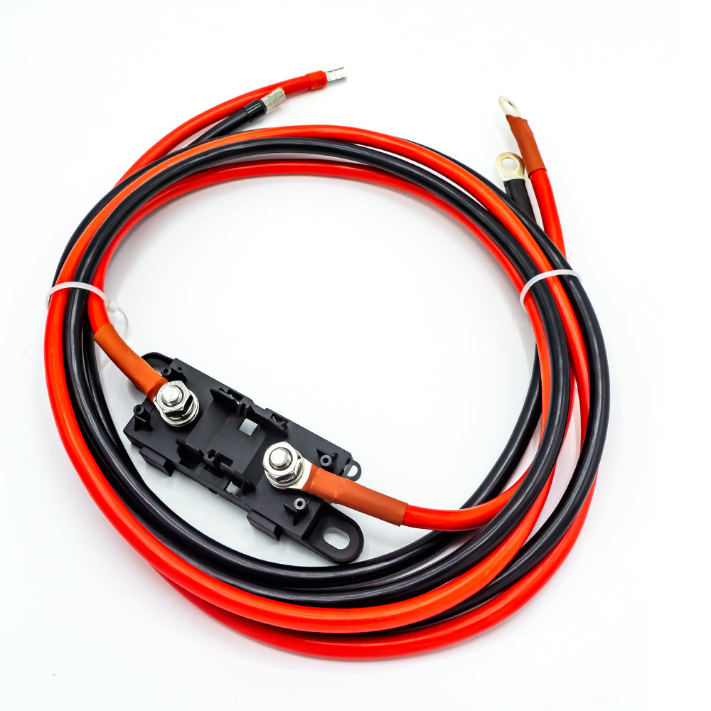 WATTSTUNDE® Fuse Cable (with Fuse Holder) 2 x 16 mm² M8/Wire End Ferrule 2 m Red/Black