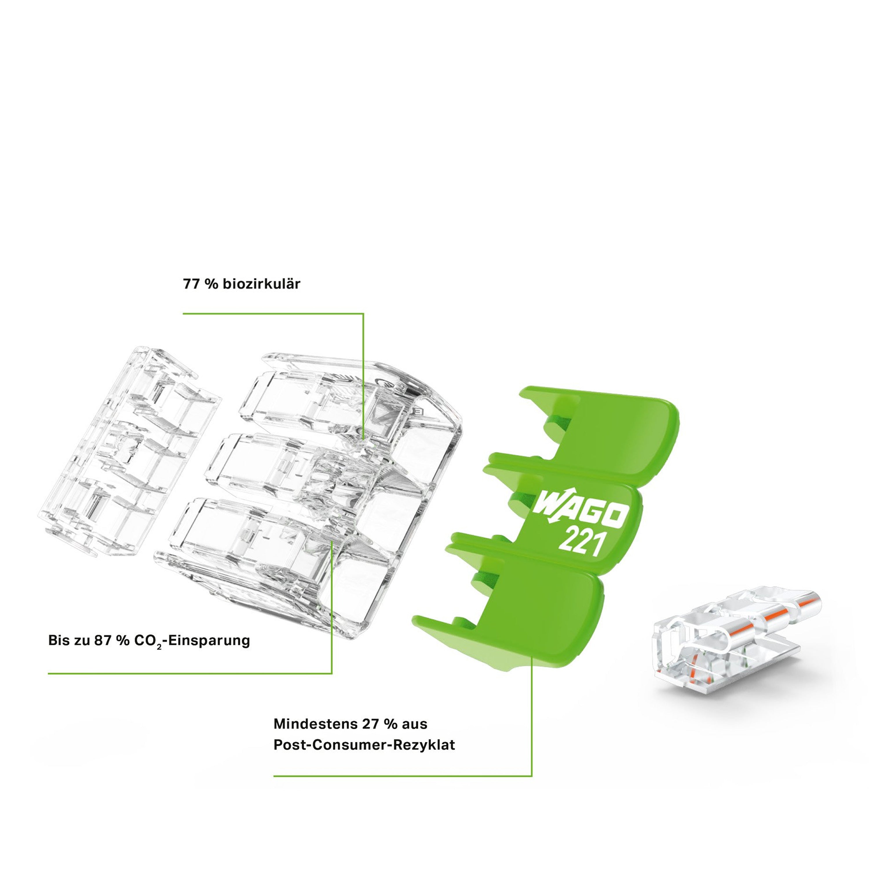 WAGO Green Range flexible connecting terminal up to 4mm² - 221-423 | Pack of 50