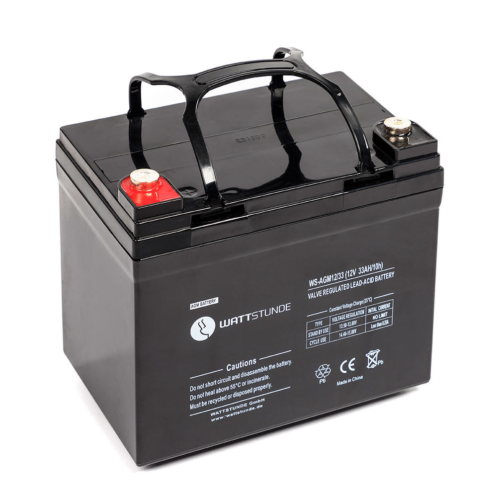 WATTSTUNDE® 33 Ah battery AGM12-33 12V VRLA AGM battery C20