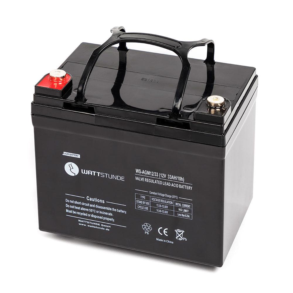 WATTSTUNDE® 33 Ah battery AGM12-33 12V VRLA AGM battery C20