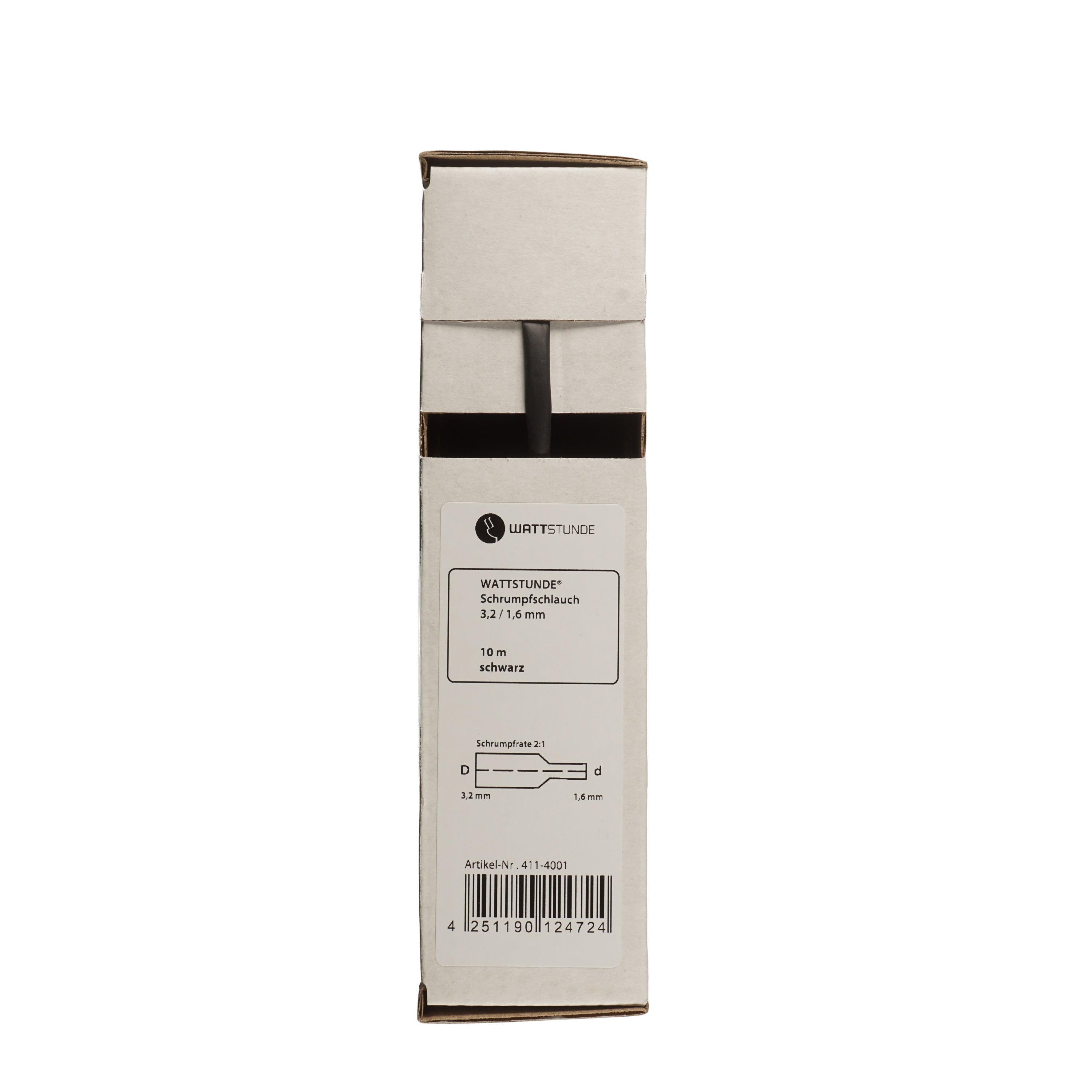 WATTSTUNDE® Heat Shrink Tubing 3.2/1.6 mm 10 m black