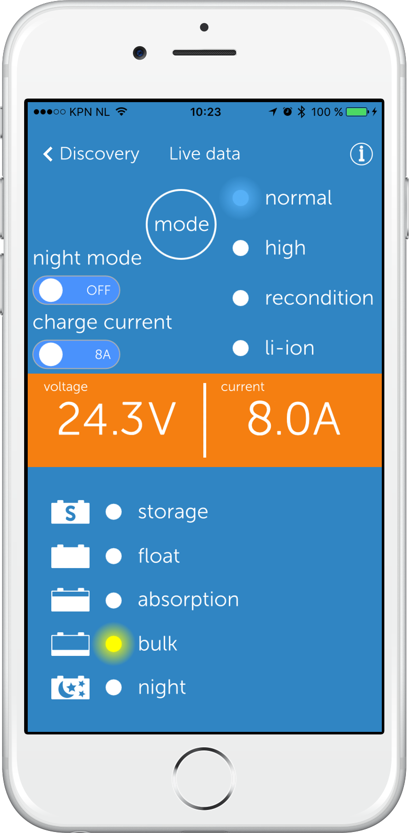 Victron Blue Smart IP22 battery charger Bluetooth 24/8 1 output