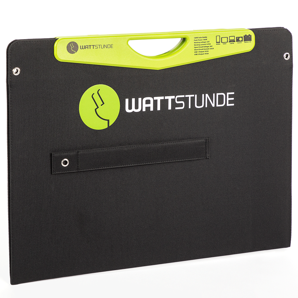WATTSTUNDE® 100 W SolarBuddy Solar Bag WS100SB with Direct USB Connection